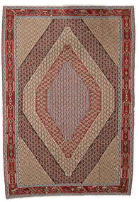  Kilim Senneh Fine Rug 204X308 Authentic
 Oriental Handwoven Brown/Dark Red (Wool, )
