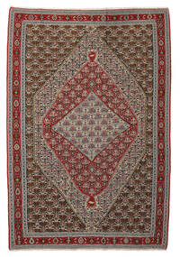  Kilim Senneh Fine Rug 203X299 Authentic Oriental Handwoven Black/Brown (Wool, )