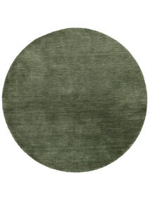  Handloom - Forest Green Rug Ø 100 Modern Round Black/White/Creme (Wool, India)