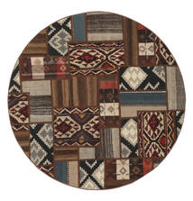 Kilim Patchwork Rug Ø 150 Round Black/Brown (Wool, Persia/Iran)