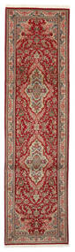  Qum Kork/Silk Rug 83X305 Authentic
 Oriental Handknotted Runner
 Dark Brown/Beige (Wool/Silk, Persia/Iran)