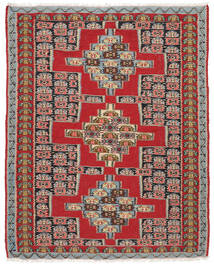  Kilim Senneh Rug 120X151 Authentic
 Oriental Handwoven Dark Red/Dark Brown (Wool, Persia/Iran)