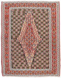  Kilim Senneh Rug 125X157 Authentic
 Oriental Handwoven Dark Brown/Crimson Red (Wool, Persia/Iran)