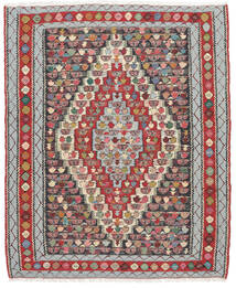  Kilim Senneh Rug 128X152 Authentic Oriental Handwoven Dark Brown/Dark Red (Wool, Persia/Iran)