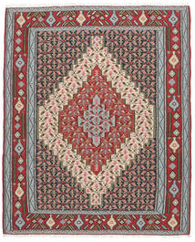  Kilim Senneh Fine Rug 116X145 Persian Wool Rug Dark Red/Black Small Rug 