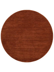 Handloom Ø 100 Small Rust Red Plain (Single Colored) Round Wool Rug 