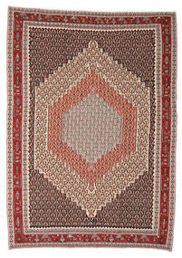  Persian Kilim Senneh Fine Rug 212X300 Dark Red/Brown (Wool, Persia/Iran)