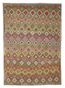  Kilim Afghan Old Style Rug 203X292 Authentic
 Oriental Handwoven Dark Brown/White/Creme (Wool, Afghanistan)