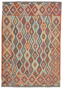  Kilim Afghan Old Style Rug 204X288 Authentic
 Oriental Handwoven Dark Brown/Crimson Red (Wool, Afghanistan)