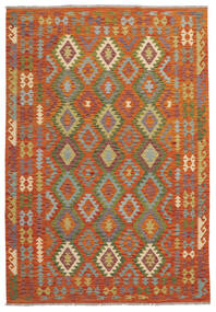 Kilim Afghan Old Style Rug 203X294 Authentic
 Oriental Handwoven Dark Red/Dark Brown (Wool, Afghanistan)