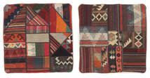  Patchwork Pillowcase - Iran Rug 65X65 Authentic Oriental Handknotted Square Black/Dark Brown (Wool, Persia/Iran)