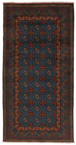 Handknotted Afghan Fine Rug 102X199 Wool Rug Black/Brown Small Rug 