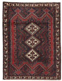  123X163 Afshar Rug Handknotted Rug Black/Dark Red Persia/Iran 
