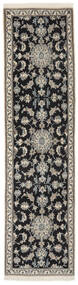  Nain Rug 78X295 Authentic
 Oriental Handknotted Runner
 Black/Dark Grey (Wool, Persia/Iran)