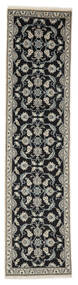  Nain Rug 74X308 Authentic
 Oriental Handknotted Runner
 Black/Dark Grey (Wool, Persia/Iran)