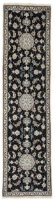  Nain Rug 75X298 Authentic
 Oriental Handknotted Runner
 Black/Dark Grey (Wool, Persia/Iran)