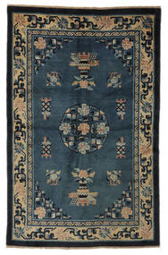  China Antique Peking Ca. 1940 Rug 129X198 Authentic Oriental Handknotted Black/White/Creme (Wool, China)
