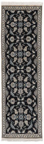  Nain Rug 75X250 Authentic
 Oriental Handknotted Runner
 Black/Dark Grey (Wool, Persia/Iran)