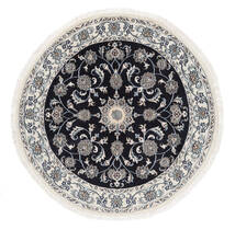  Nain Rug Ø 140 Authentic
 Oriental Handknotted Round White/Creme/Black (Wool, Persia/Iran)