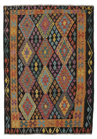 Kilim Afghan Old Style Rug 147X208 Authentic
 Oriental Handwoven Black/Dark Brown (Wool, Afghanistan)