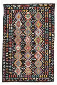  Kilim Afghan Old Style Rug 202X300 Authentic
 Oriental Handwoven Black/Brown (Wool, )