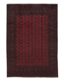  Afghan Fine Rug 195X276 Wool Rug Black/Dark Red Rug 