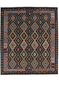  Kilim Afghan Old Style Rug 248X290 Authentic
 Oriental Handwoven Black/White/Creme/Dark Brown (Wool, Afghanistan)