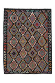 173X230 Kilim Afghan Old Style Rug Oriental Black/Dark Red (Wool, Afghanistan)