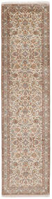  Kashmir Pure Silk Rug 80X312 Authentic Oriental Handknotted Hallway Runner Dark Brown/Brown (Silk, India)