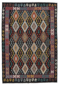  Kilim Afghan Old Style Rug 204X290 Authentic
 Oriental Handwoven Black/Dark Red (Wool, )
