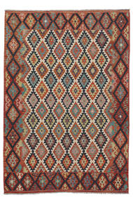  Kilim Afghan Old Style Rug 204X295 Authentic
 Oriental Handwoven Dark Brown/Black (Wool, Afghanistan)