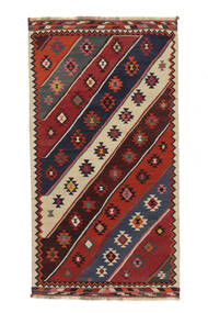  Kilim Vintage Rug 143X267 Vintage Persian Wool Rug Black/Dark Red Small Rug 