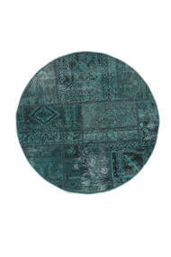  Ø 100 Patchwork - Persien/Iran Rug Modern Round Black/Dark Teal (Wool, Persia/Iran)