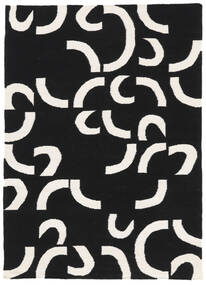  Wool Rug 140X200 Curved Black Small 