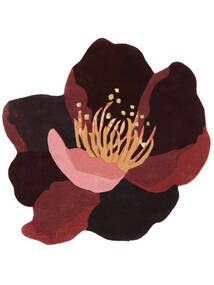  Botanic - Burgundy/Pink Rug Ø 150 Modern Round Black/Dark Red ( India)