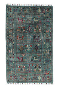  Shabargan Rug 79X129 Authentic
 Oriental Handknotted Dark Turquoise 
/White/Creme/Black (Wool, Afghanistan)