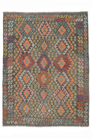  Kilim Afghan Old Style Rug 184X246 Authentic Oriental Handwoven Black/Dark Brown/White/Creme (Wool, Afghanistan)