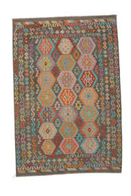203X300 Kilim Afghan Old Style Rug Oriental Brown/Dark Yellow (Wool, Afghanistan)