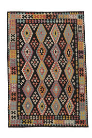  Kilim Afghan Old Style Rug 203X294 Black/Brown 