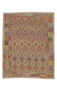 Kilim Afghan Old Style Rug 244X302 Authentic
 Oriental Handwoven White/Creme/Brown/Dark Brown (Wool, Afghanistan)