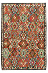  Kilim Afghan Old Style Rug 200X294 Authentic
 Oriental Handwoven Dark Brown/Dark Green (Wool, Afghanistan)