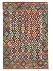  Kilim Afghan Old Style Rug 205X297 Authentic
 Oriental Handwoven Dark Brown/White/Creme (Wool, Afghanistan)