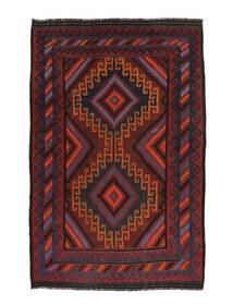  208X334 Afghan Vintage Kilim Rug Handwoven Rug Black/Dark Red Afghanistan 