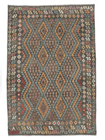  205X298 Kilim Afghan Old Style Rug Black/Brown Afghanistan 