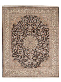  Kashmir Pure Silk Rug 203X254 Authentic Oriental Handknotted Brown/Dark Brown (Silk, India)