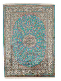  Kashmir Pure Silk Rug 155X219 Authentic Oriental Handknotted Brown/Dark Teal (Silk, )