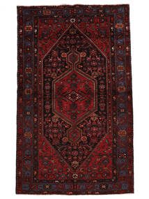Handknotted Hamadan Rug 151X249 Persian Wool Rug Black/Dark Red Small Rug 