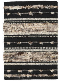 Moroccan Berber - Indo Rug 160X230 Black/Brown (Wool, India)