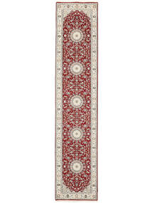  Nain Indo Rug 80X369 Authentic Oriental Handknotted Runner Dark Red/Brown ()