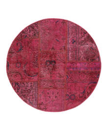  Patchwork Rug Ø 100 Authentic
 Modern Handknotted Round Dark Red/Black (Wool, )